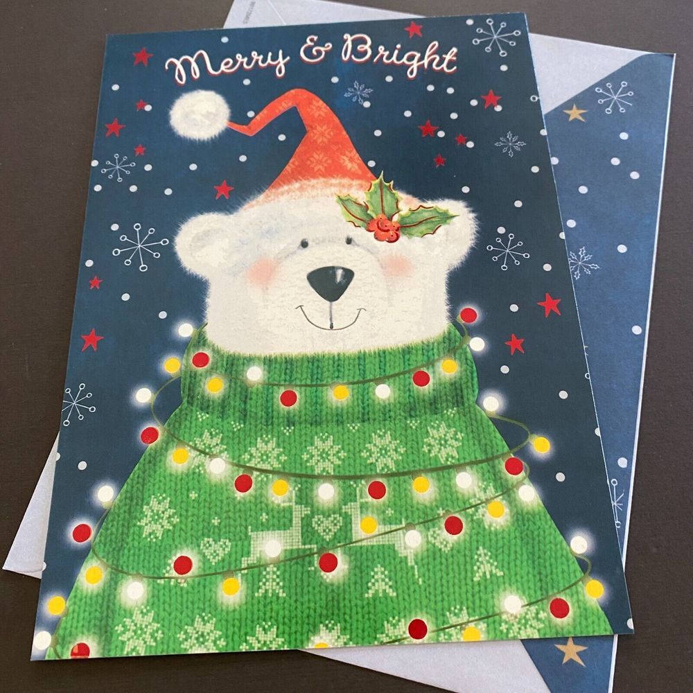 St Labre Indian School Bear Merry & Bright Christmas Greeting Card with Envelope